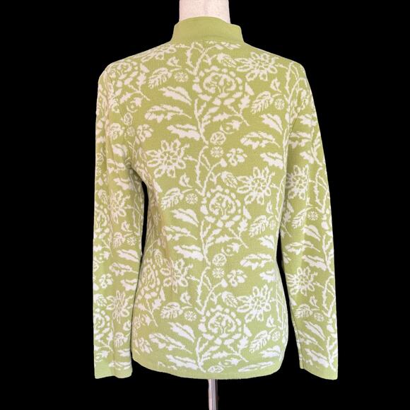 Meister Wool Blend Floral Sweater Women's Sz Medium Large Green All over Print - Picture 2 of 13